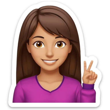 30 yr old middle eastern woman straight brown hair side bangs big smile tanned skin brown eyes colorful clothes sticker