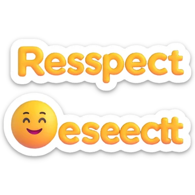 colorful 3D circular emoji with the word 'respect' in the center in a modern font sticker