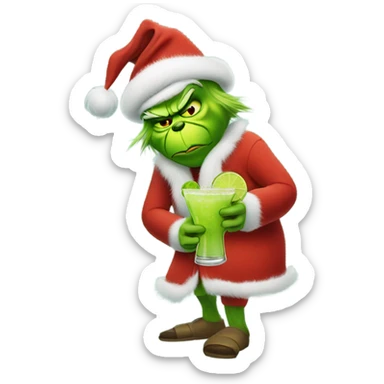 grinch holding margarita sticker