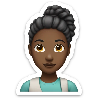 A black girl with hair tied in a ponytail with afro hair sticker