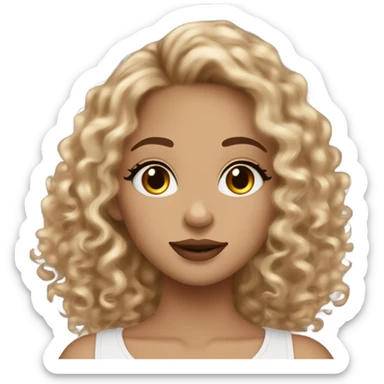 Pretty girl with make up brown and blonde curly hair light skin nose ring ￼ sticker
