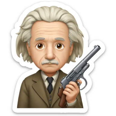 Albert Einstein holding a gun sticker