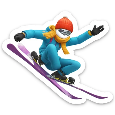ski guy back flipping off a jump sticker