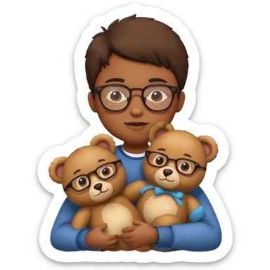 kid wearing glass with teddy bear  sticker