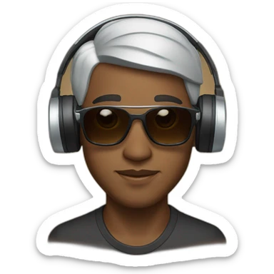brown guy with mid fade sunglasses and dj headset sticker