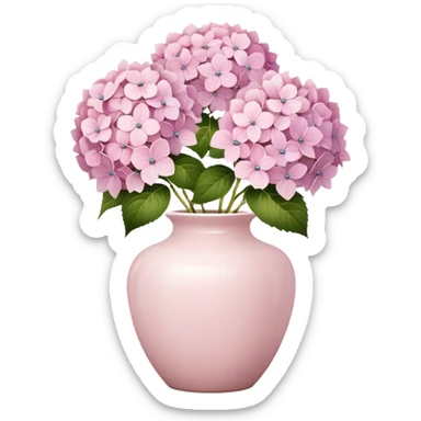 Light pink vintage ceramic vase with hydrangeas  sticker