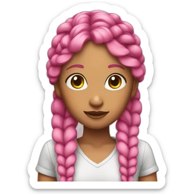 Pink-haired lady with double braids sticker
