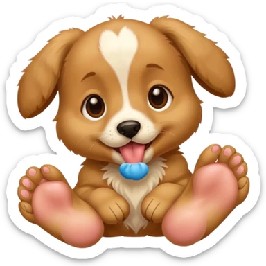 Puppy licking feet sticker