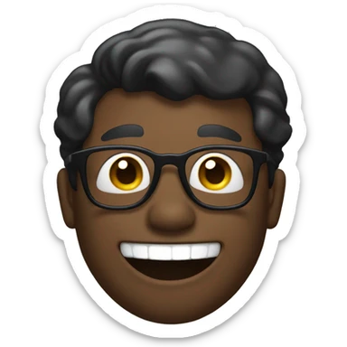 black cubby man with short hair with glasses laughing  sticker
