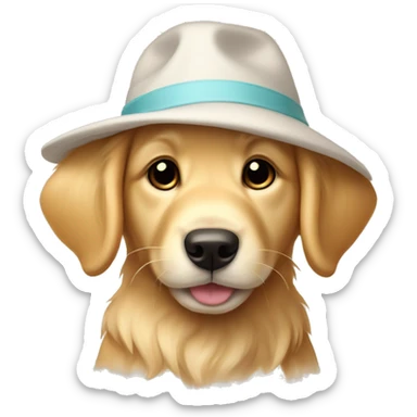 golden retriever puppy with floppy bunny ear hat sticker