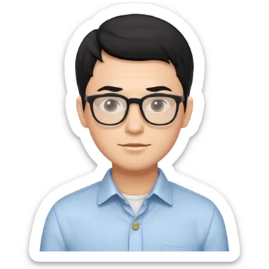 a handsome IT professional with balck hair and glasses sticker