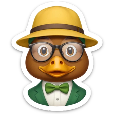 Create a mallard which has a hat and a glasses
 sticker