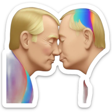 trump-and-putin-kissing,-lgbtq+ friendly, positivity, inclusiveness sticker