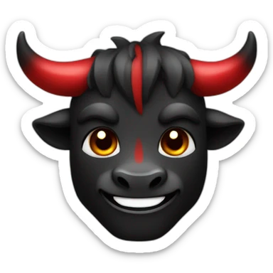 The black and red cute smile Minotaur  sticker