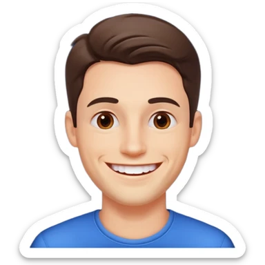 create an image of a perfect guy, very handsome, catching, smart and smiling with his white teeth. around him there's like a shining and small stars showing how perfect he is . the background is white sticker