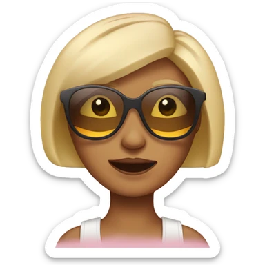 Girl with short blond bob and retro skinny sunglasses sticker