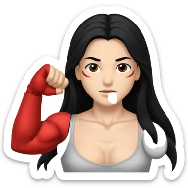 Branca, com cabelo grande preto, olho castanhos escuro musculosa sticker