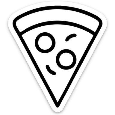 slice of pizza, outlined icon style, black lines, no fill, minimalist sticker