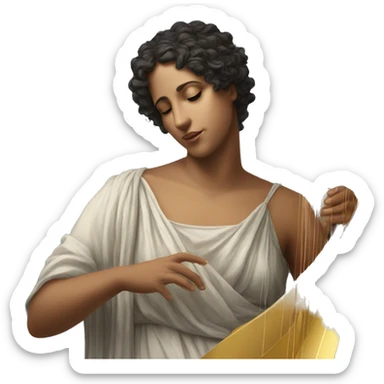 Sappho a harp in his hand sticker