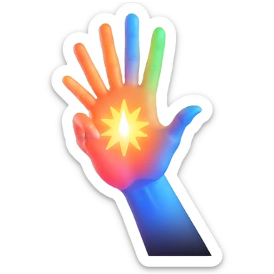 majestic hand with a glowing aura, pointing at the viewer, representing the finger of god, no text sticker