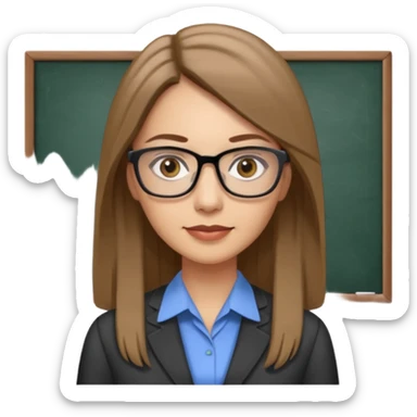 a woman in her 30´s, light skin with medium brown straight hair, long hair. Grey eyes, working as an teacher. No glasses sticker