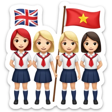 Escolta de escuela niñas bandera sticker