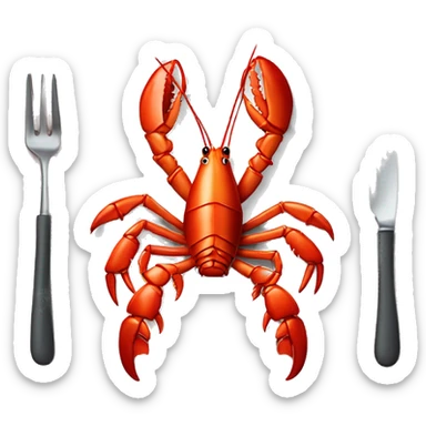 cooked red lobster served on a plate, with a focus on its claws and tail, vibrant and appetizing.” sticker