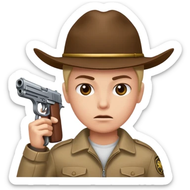 A person with a gun to their head sticker