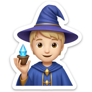 3D imoji of  The little boy who is a magic designer, he is a graphic designer, he should not be holding anything sticker