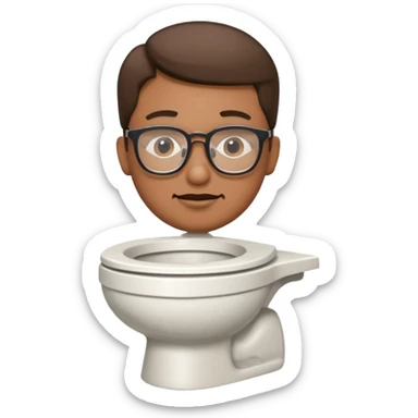 toilet with a man's head and glasses sticker