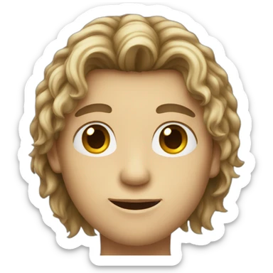 a boywith long face with long hairs no facial hairs have sharp features sticker