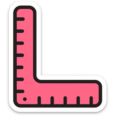 Make the L-shaped pink goniometer icon skinnier and a bit longer, keeping the pink color and measurement details, with no background. sticker