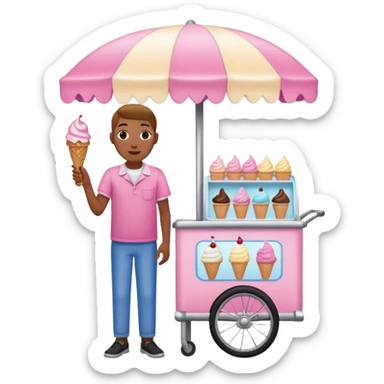Vendor + pink cart,Ice Cream Vendor. sticker