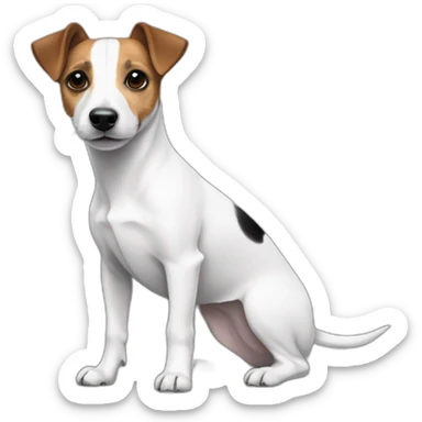 Jack Russell Terrier with a black spot one ear is standing the other is lying sticker