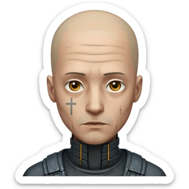 cyberpunk poor man whihout hair sticker