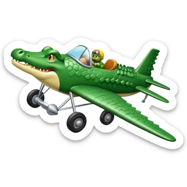 crocodile flying an airplane sticker