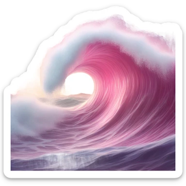 Pink ocean wave sticker