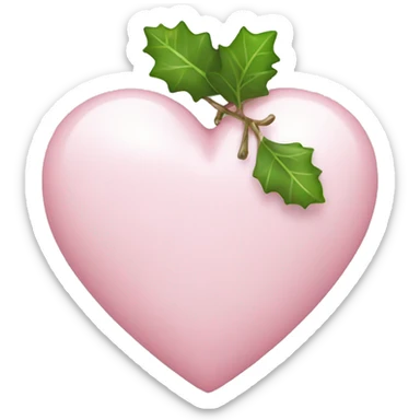light pink heart with mistletoe bow sticker
