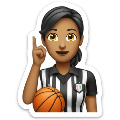 female basketball referee with whistle in hand sticker