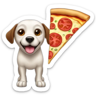 Un chien mangeant une pizza sticker