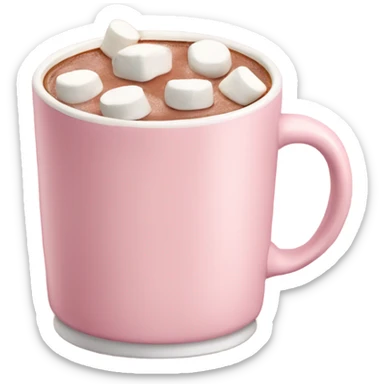 Light Pink mug of hot chocolate with marshmallows  sticker