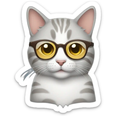 cat with glasses typing on a keyboard sticker