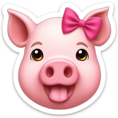 PiG wink with bow sticker