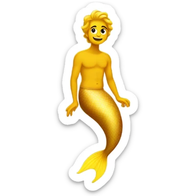 Tan Jewish merman with yellow mermaid tail sticker