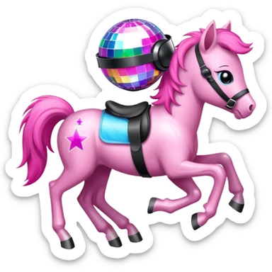 Pink pony racing disco sticker