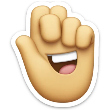 An emoji with one hand touching its ear while playfully sticking out its tongue sticker