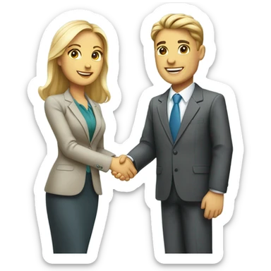 caucasian businessman and businesswoman are shaking hands sticker