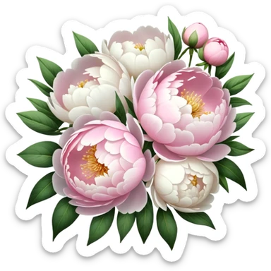 White and pink peonies bouquet  sticker