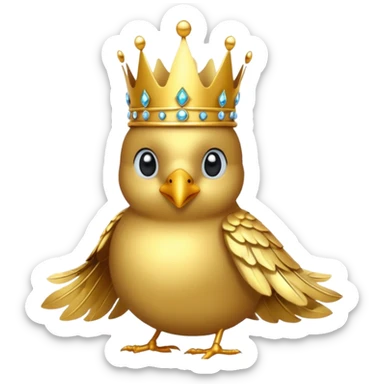 bird with crown and earrings single vibrant colour  sticker