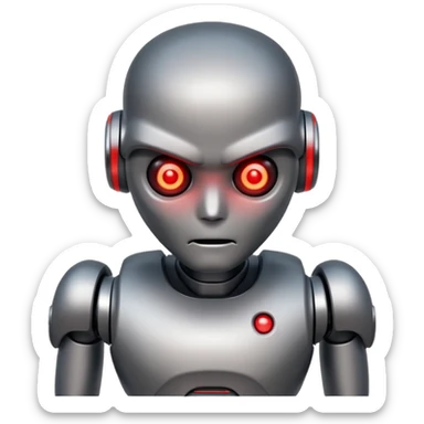 An AI humanoid robot looking evil and looking angry sticker